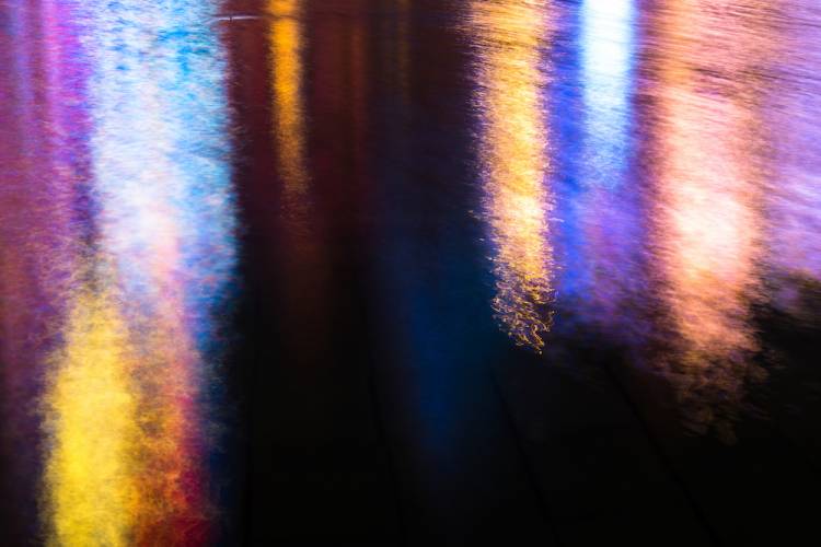 lights reflecting on water